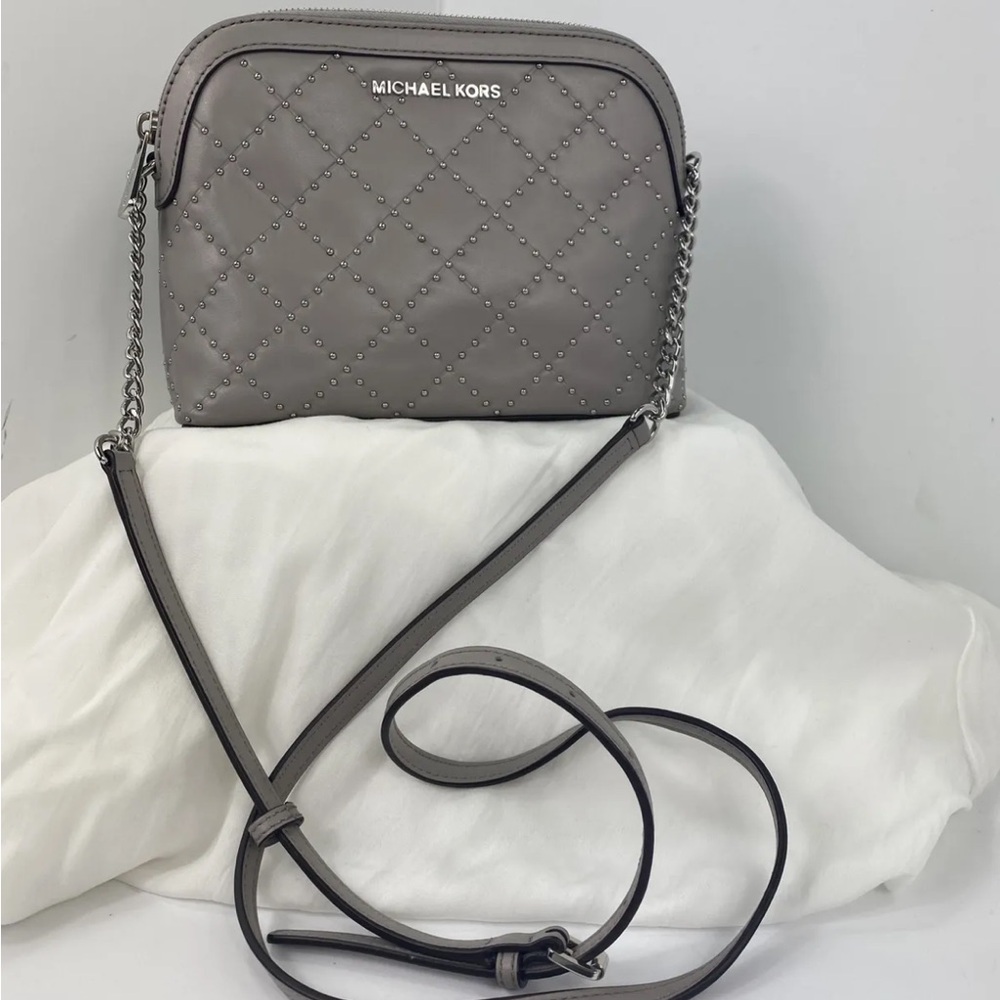 Michael Kors Jet Set Adele Grey Quilted Leather Crossbody Adjustable Strap XC - Picture 2 of 12